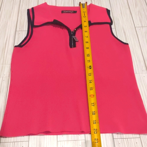 Fontana Small Retro 3/4 Rhinestone Zipper Pink Tank Top - Picture 5 of 6